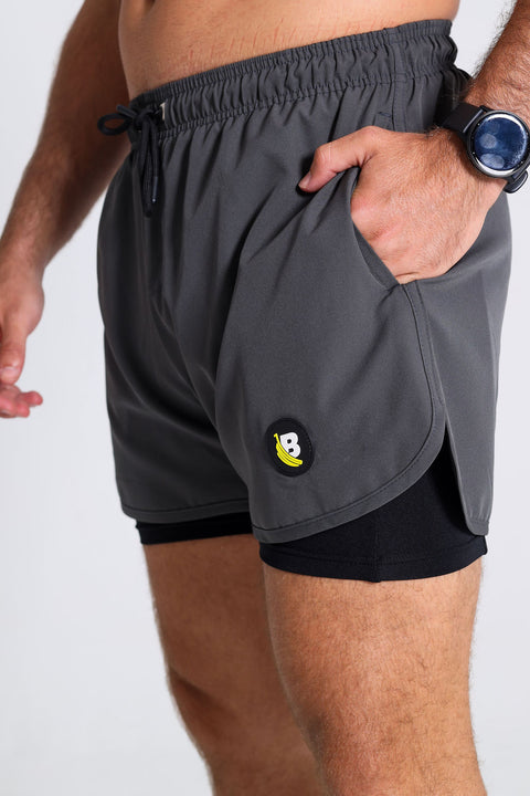 BS Shorts W/tights - Dark Grey / Black