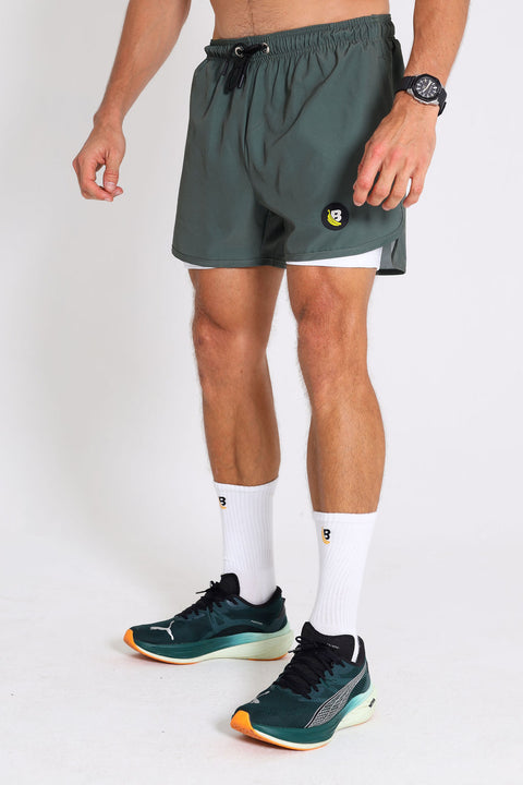 BS Shorts W/tights - Olive / White