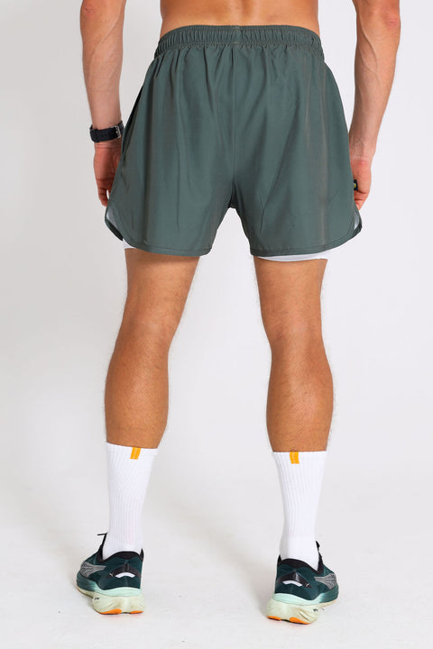 BS Shorts W/tights - Olive / White